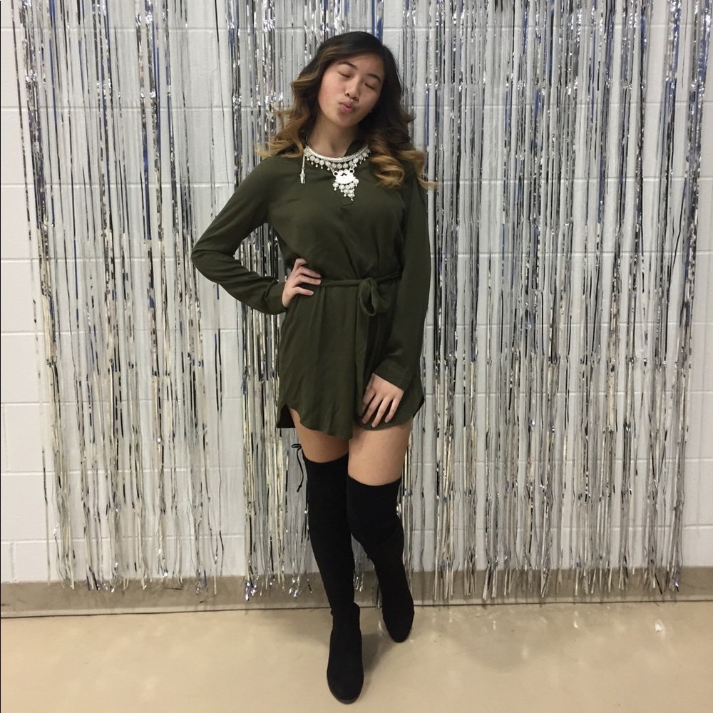 Olive green long sleeve dress